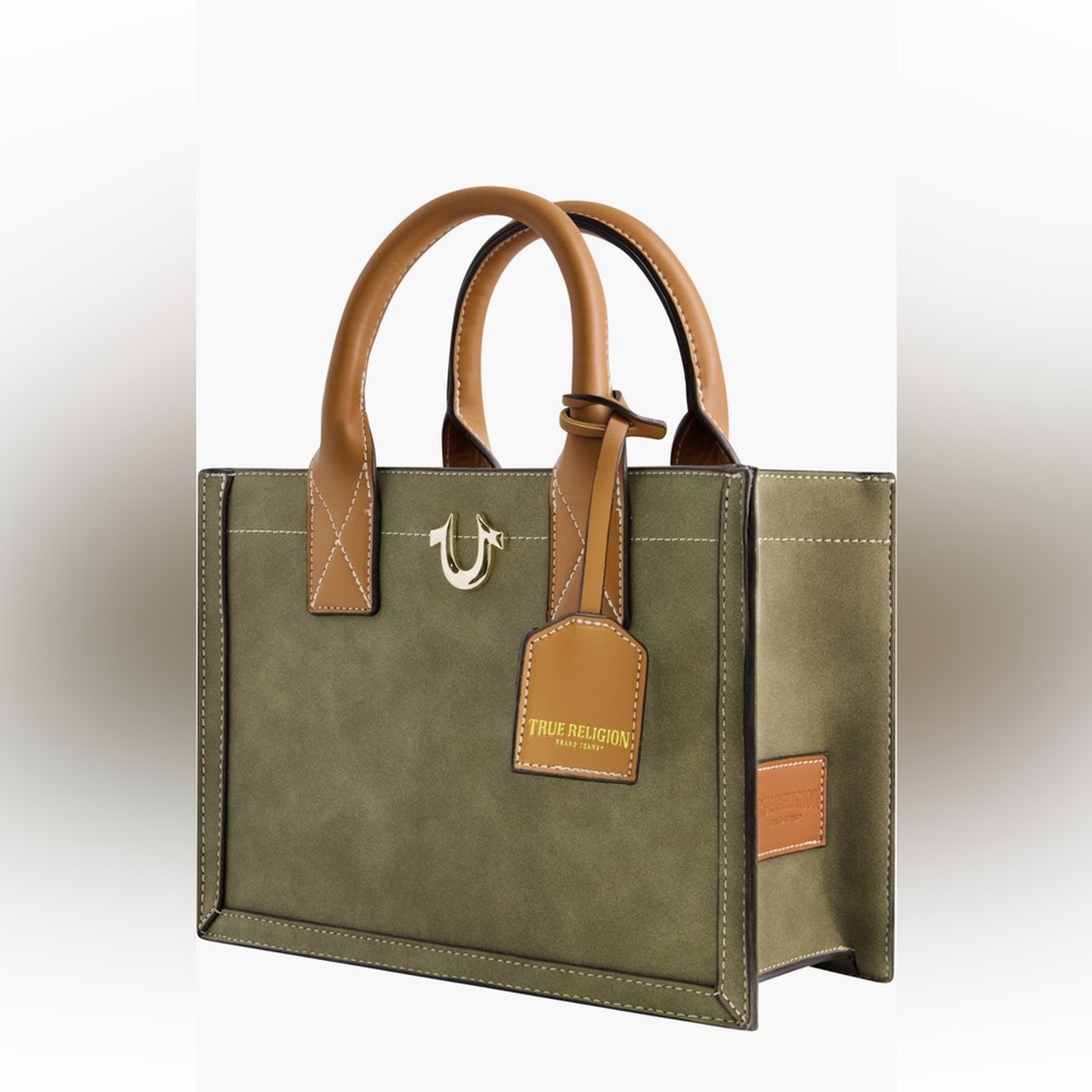 True Religion Green and Brown Tote